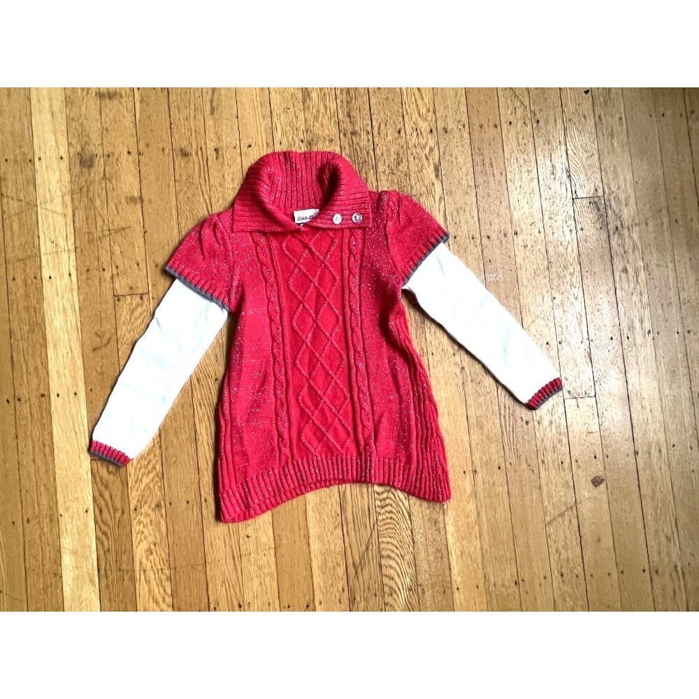 Little Lass Kids Red Sparkle Sweater 6 - Picture 3 of 9